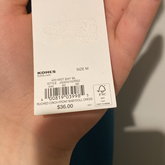 SO Blue Ruched Cinch Front Babydoll Dress Size (Juniors) M - Picture 4 of 4